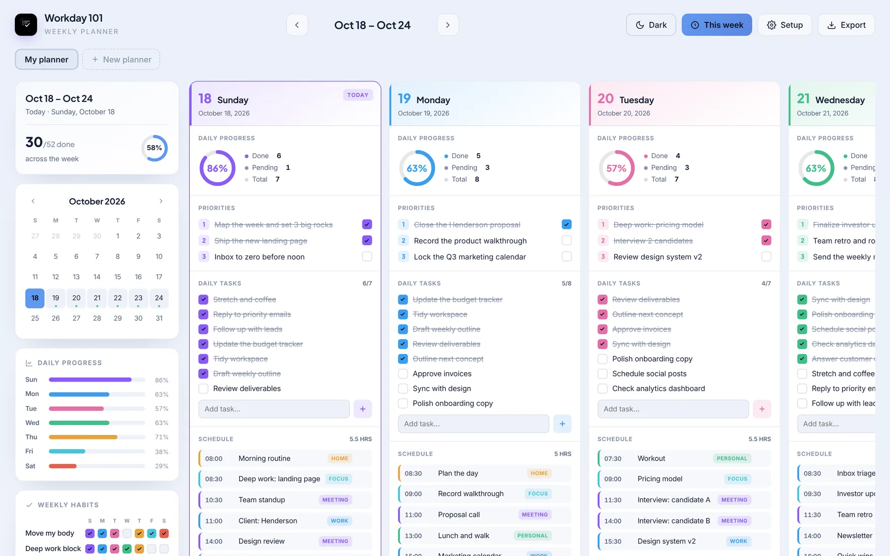 Workday 101 in light mode.